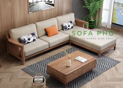 Sofa góc gỗ đệm chữ L hiện đại SPG13